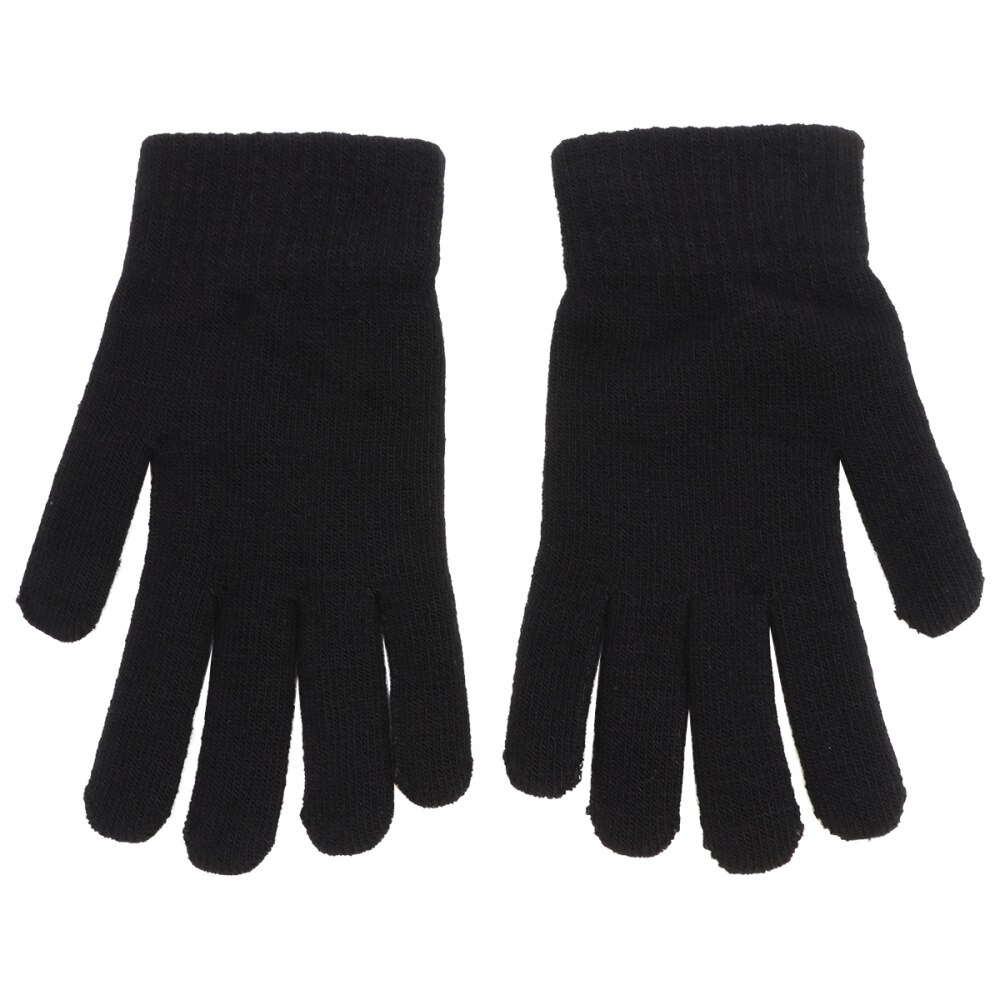 1 par de guantes de punto cálidos de invierno, guantes de dedo completo flexibles, guantes gruesos: Black