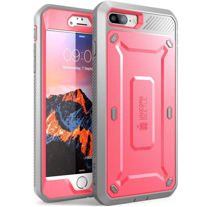 For iphone 8 Plus Case SUPCASE UB Pro Series Full-Body Rugged Holster Protective Cover with Built-in Screen Protector: Pink