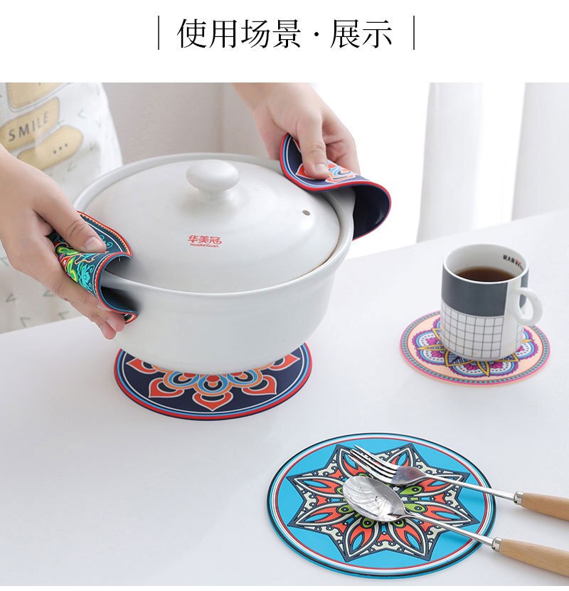 Exotische Bekerhouder Pad Mandala Ronde Silicone Soft Bar Coaster Beker Onderzetters Braadpan Pad Anti Mat placemat