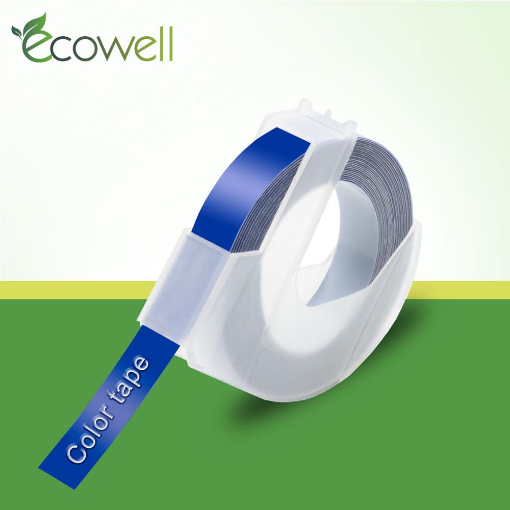 Ecowell sort farve 3d prægede pvc tape til dymo 1540,1610,1880, 154000, 814580,s0717900, s0717910,s0717930 etiketmaskiner 1 stk.: Blå