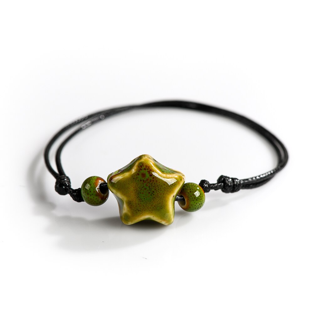 Bracelet de cheville en céramique, tissé à la main, étoile multicolore, Simple, 2 pièces, 40% de réduction, , XN598