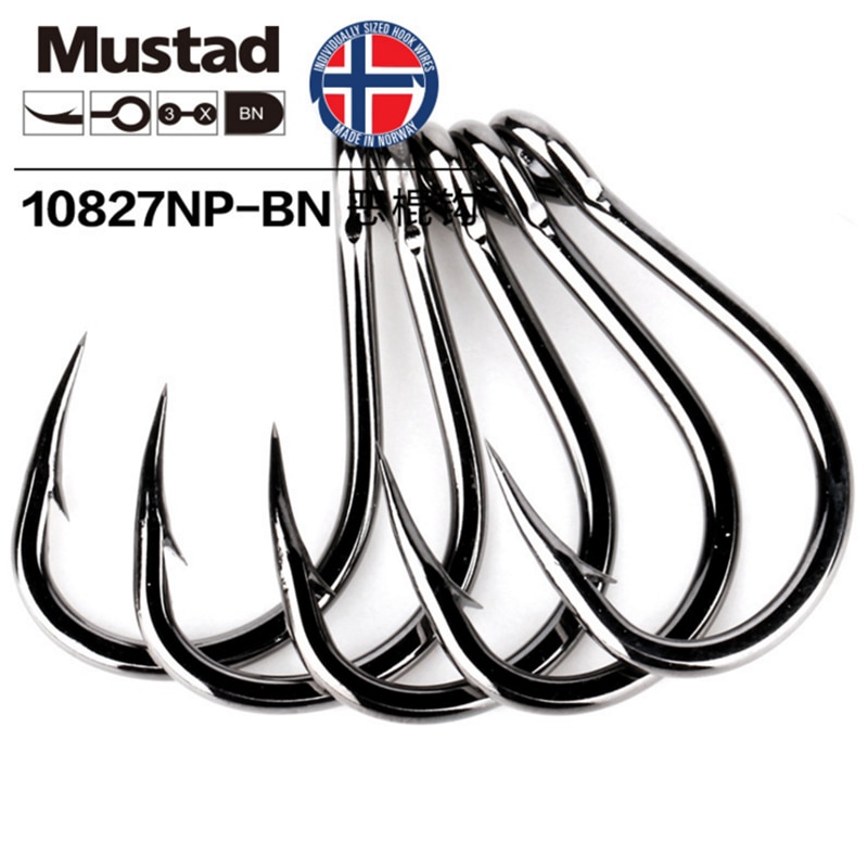 Hameçons Mustad pêche en haute mer 10827np # 4X hameçon fort Pesca appât vivant planche de fer barbelé hameçon hameçon gigue hameçon Angeln