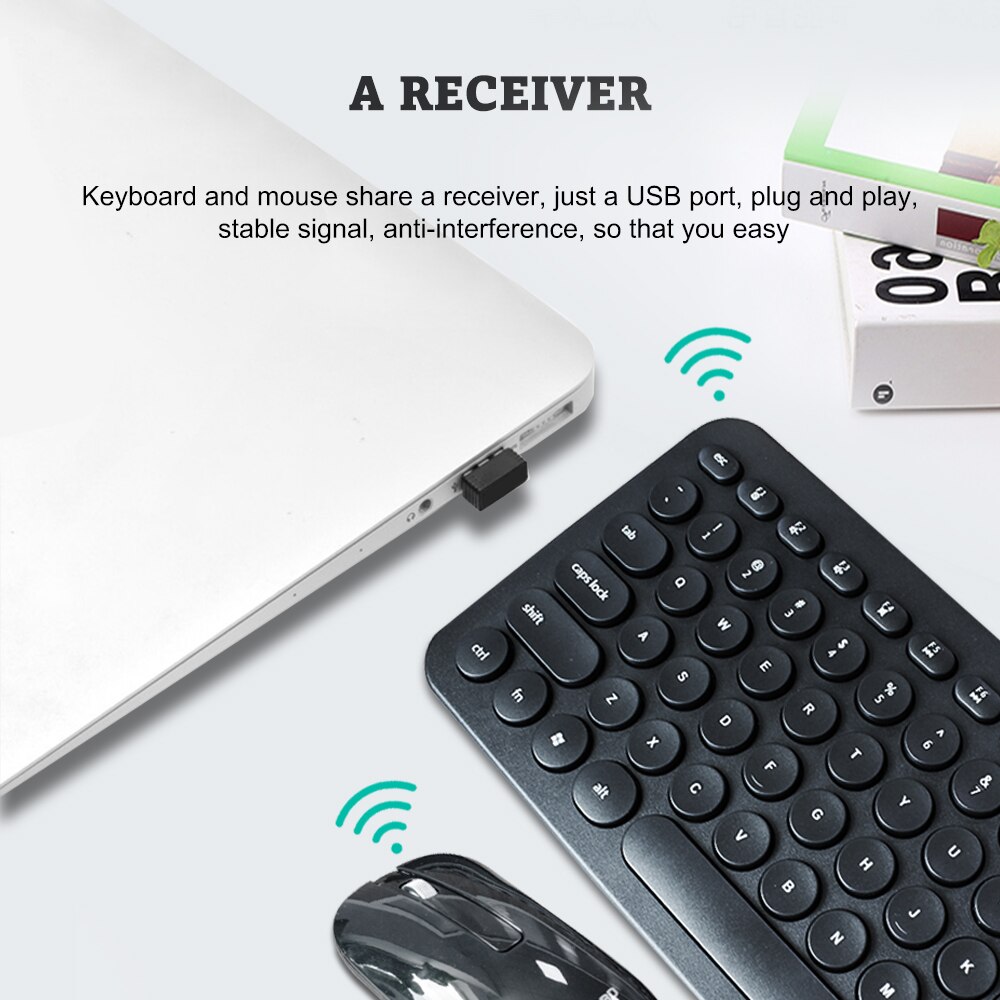 Klawiatura i Mysz Bezprzewodowa WIN HOW SOLUTION - Mini Przenośna Slim Cicha do Domowego Biura i Laptopa
