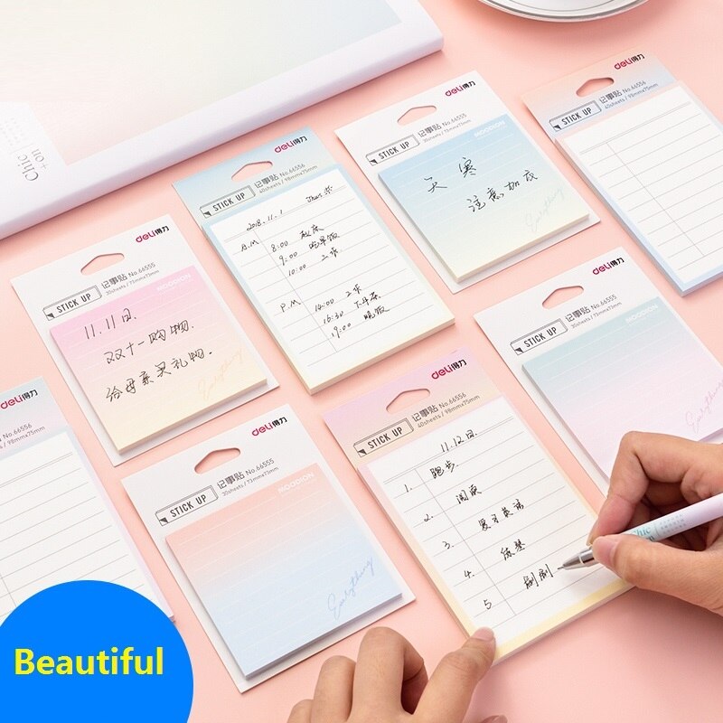 2Packs Totaal 60/80 Sheets Sitcky Note Met Lijn Verse Kleurrijke Memo Pad Studenten Kids Thuis Bericht Note School Briefpapier 66555