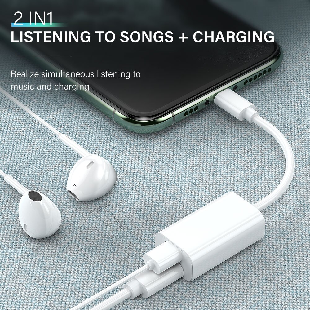 Dubbele Lightning Splitter Voor Iphone 13 12 11 Pro Max X Xs Xr 8 Plus Se 3 Ipad 2 In 1 Otg Adapter Hoofdtelefoon Audio Opladen Kabel
