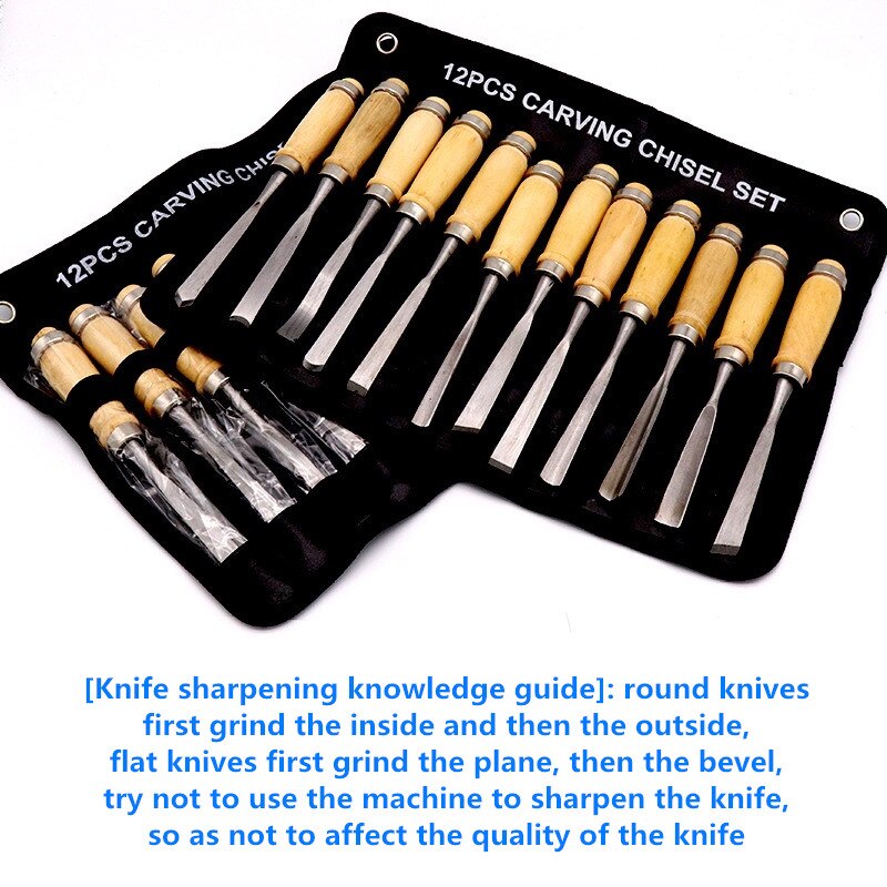 12Pcs Wood Carving Hand Chisel Knife For Basic Wood Cut DIY Carving Chisel Tools Set Woodworking Gouges Hand Tools