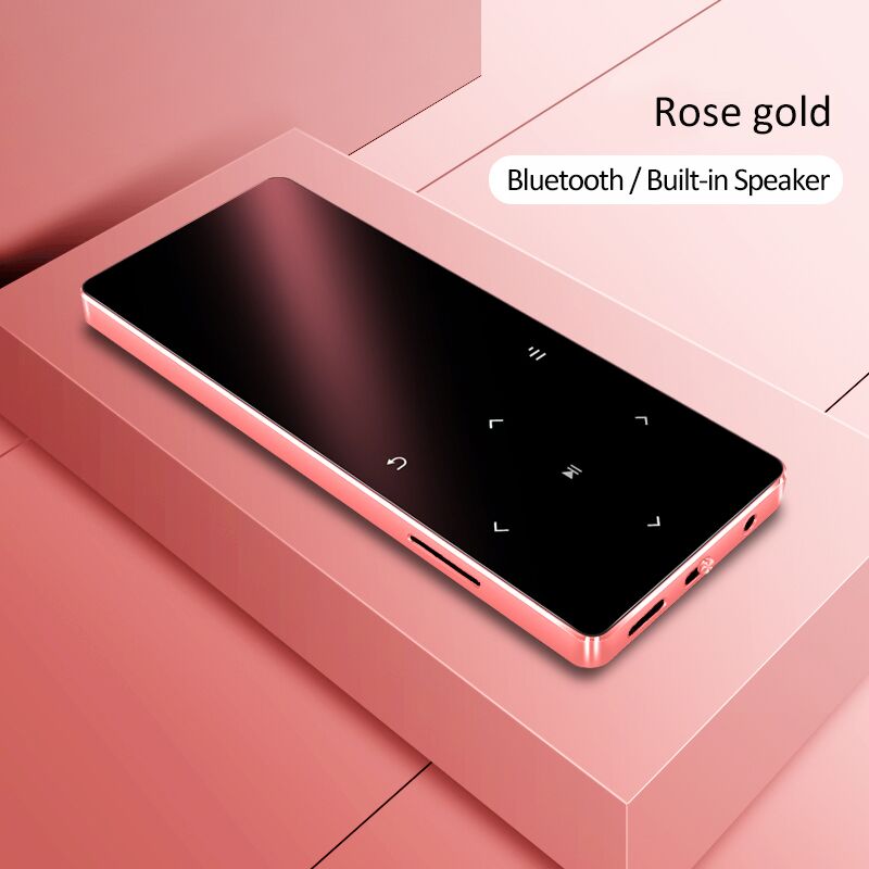 REDANT-reproductor MP4 con bluetooth, dispositivo de música mp3 mp4 portátil, medio delgado con teclas táctiles de 1,8 pulgadas, radio fm, vídeo, Hifi, MP 4, 16GB: Rose gold / 40 GB