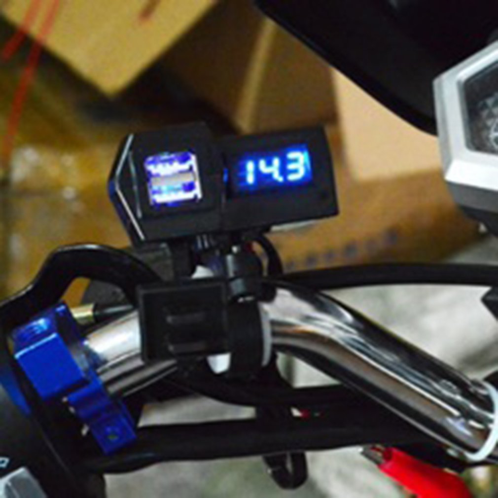 Adaptador de cargador de teléfono móvil para motocicleta, multifuncional, con USB Dual, voltímetro de silicona, ABS, accesorios de plástico para motocicleta