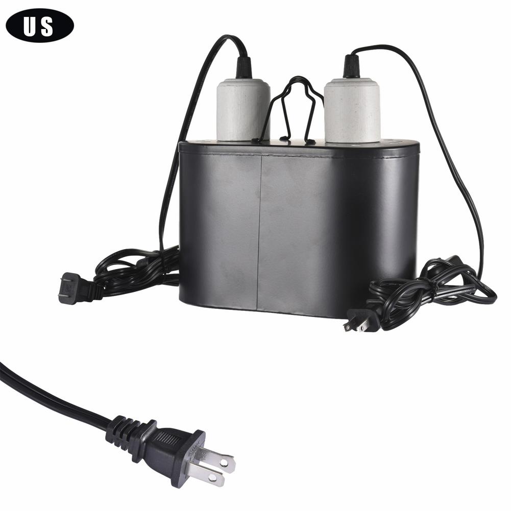 Reptil värme lampa stativ kit dubbla lampkonsol tropisk kupol uvb med 2 oberoende brytare stöd för 2 glödlampor: Oss