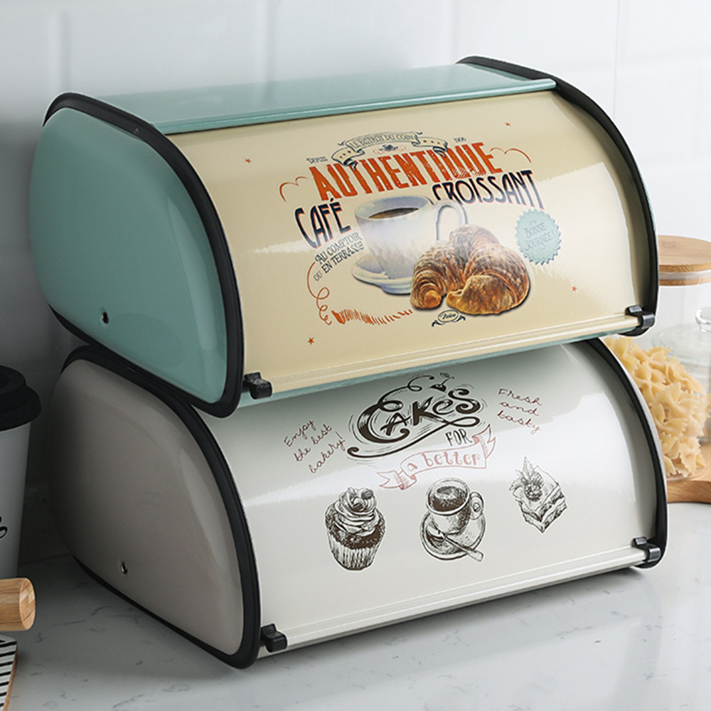 Brotkasten aus Metall mit Deckel, Behälter für die Küche, Aufbewahrungsbehälter für die Küche zu Hause, mit Rolldeckel, Lebensmittelbehälter, Heimküchen-Organizer