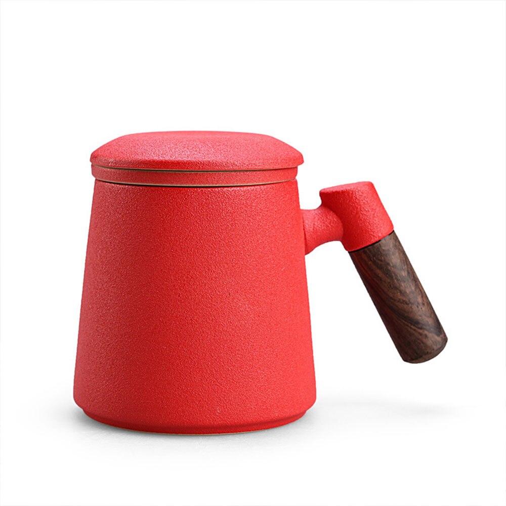 360ml Filter Liner Tea Separation Tea Cup with Pear Blossom Wood Anti-scalding Handle Water Cup: E