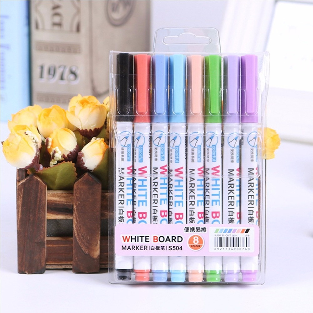 Lage Geur Markers, Whiteboard Marker Pennen Set, Ultra Fijne Tip, Diverse Kleuren 8-Kleuren