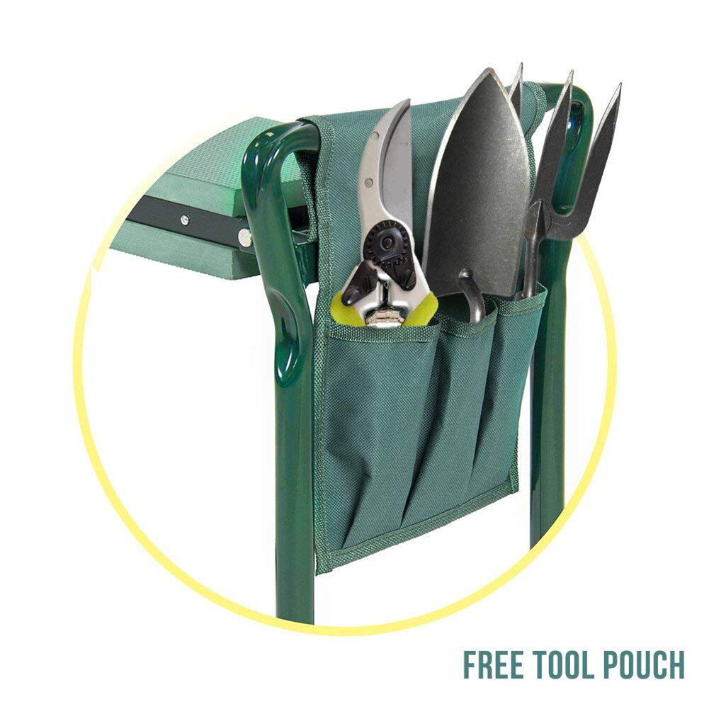 Folding Garden Kneeler and Seat with Tool Pouch Portable Portable Garden Stool With EVA Kneeling Pad Handles