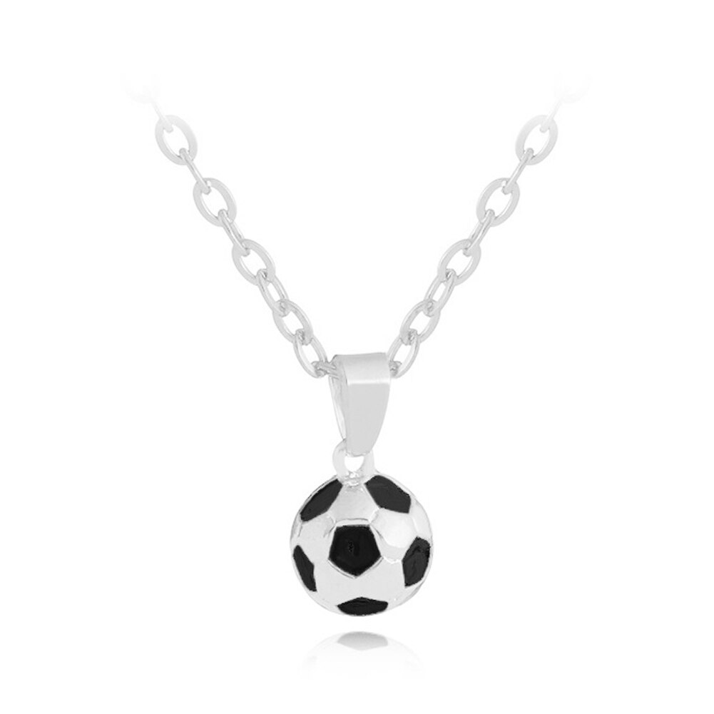 Sporty halskæde fodbold vedhæng med kæde fodbold halskæde guld / siliver farve mænd / kvinder sport bold smykker: Sølv