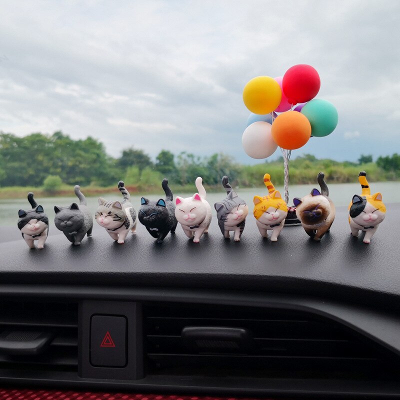 2 STKS Leuke Kat Auto Hangende Ornament, Auto Hanger Opknoping Met Kleurrijke Ballonnen, Tas Hanger Speelgoed/Auto Spiegel Toegang (Cat2