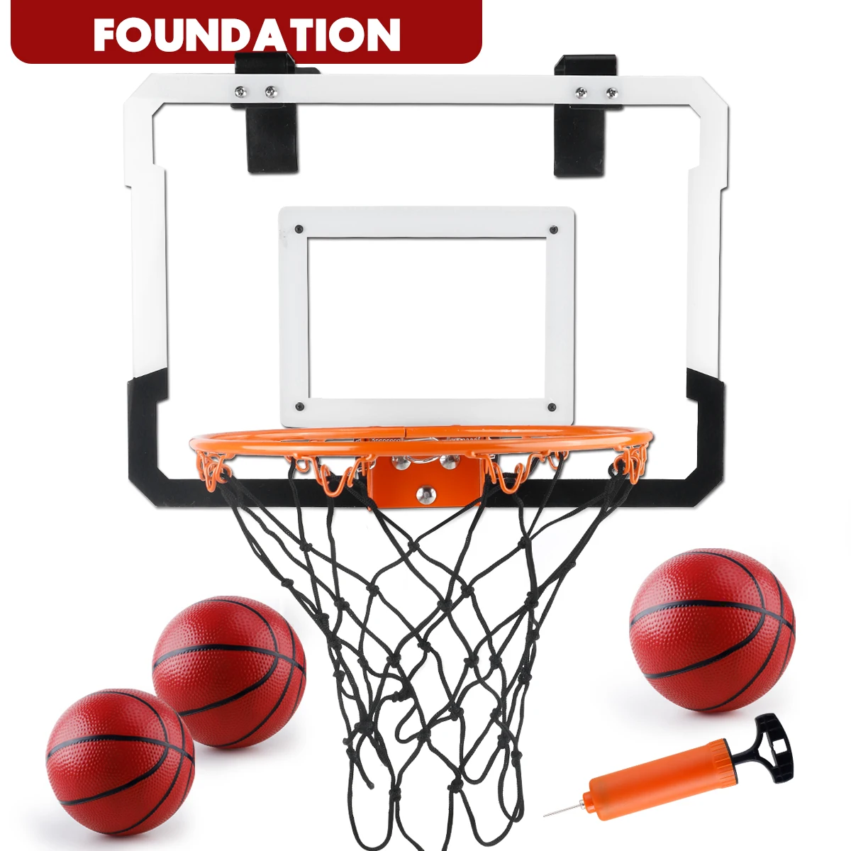 Canestro da basket per bambini per interni ed esterni, mini tabellone da basket sopra la porta con 3 palline, regalo giocattolo per bambini e adolescenti: BIANCO