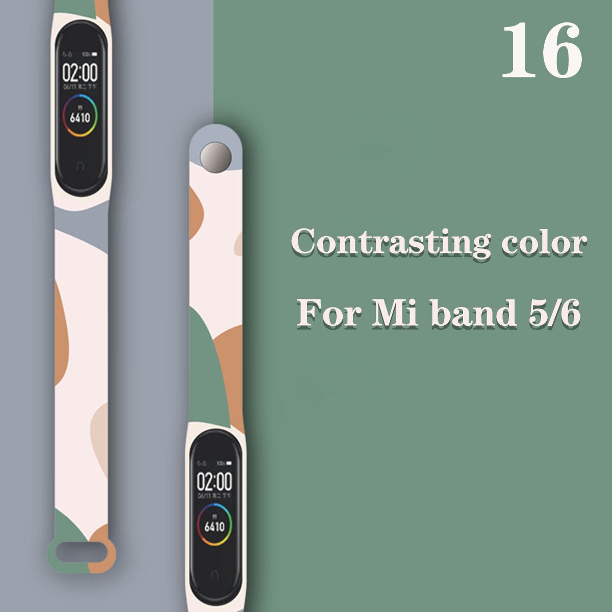 Print Pattern Bracelets Mi Band5 Mi Band 6 Strap Sports Wristband Adjustable Bracelets For Sport Silicone TPU straps: 16