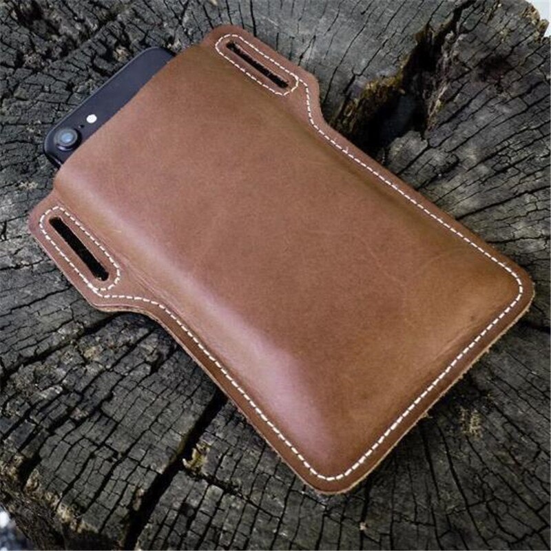 Men celular loop coldre caso cinto saco da cintura adereços bolsa de couro telefone carteira: Brown