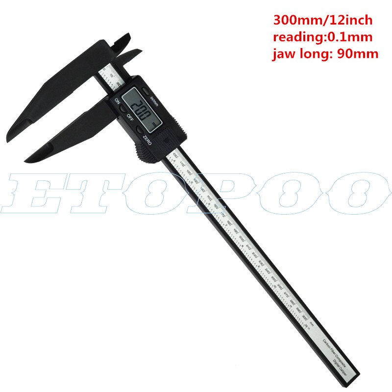 150mm 200mm 300mm 0.1mm Digital Electronic Vernier Caliper Jaw Long Plastic Digital Caliper Micromete DIY Measuring Tools: 300mm