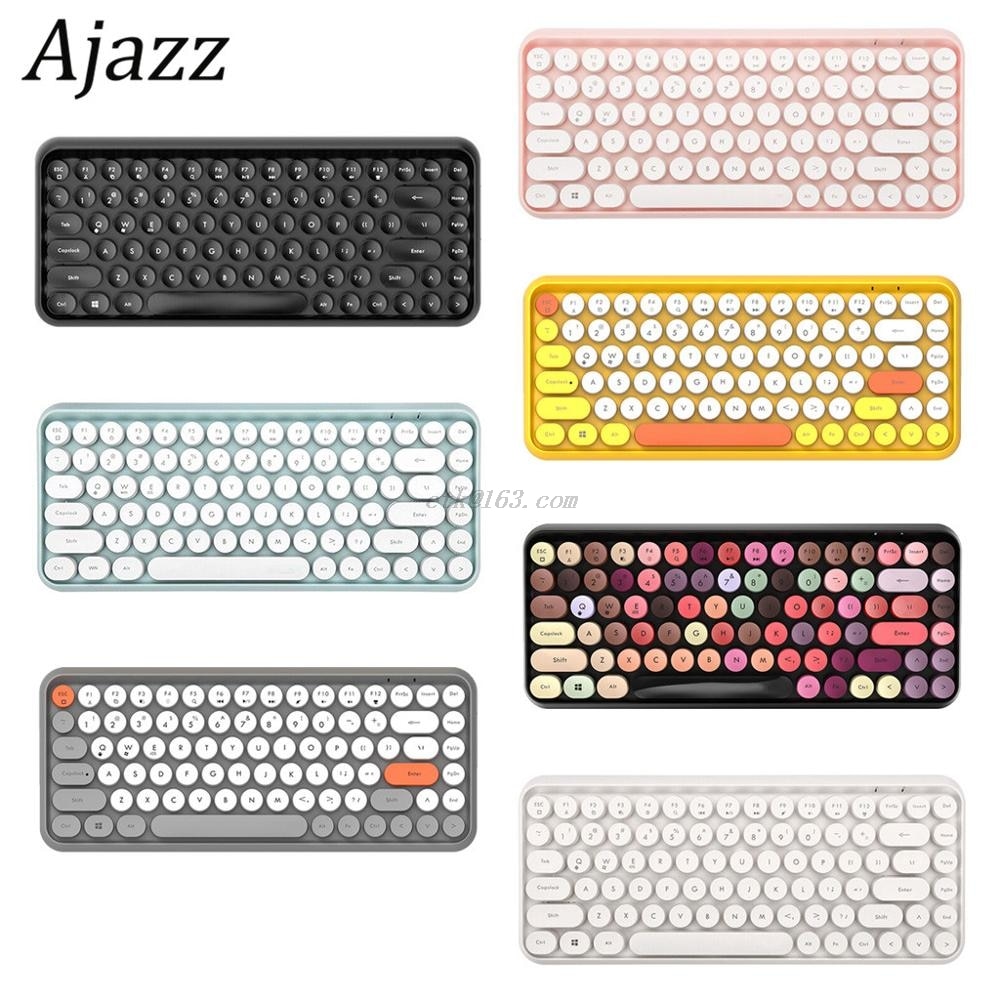 Ajazz 308i clavier sans fil Bluetooth bouchon de clé ronde clavier de jeu avec 84 touches pour les systèmes iPhone/an-droid/Windows