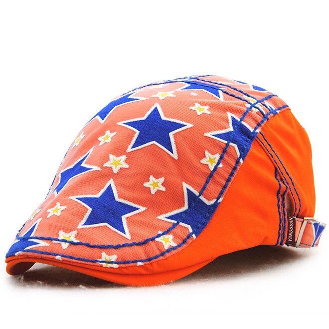 [JAMONT] Casual Kids Cap Boy Berets Girl Visor Hat Star Pattern Cotton Outdoor Children Sun Hat Casquette Gorras 5-10y