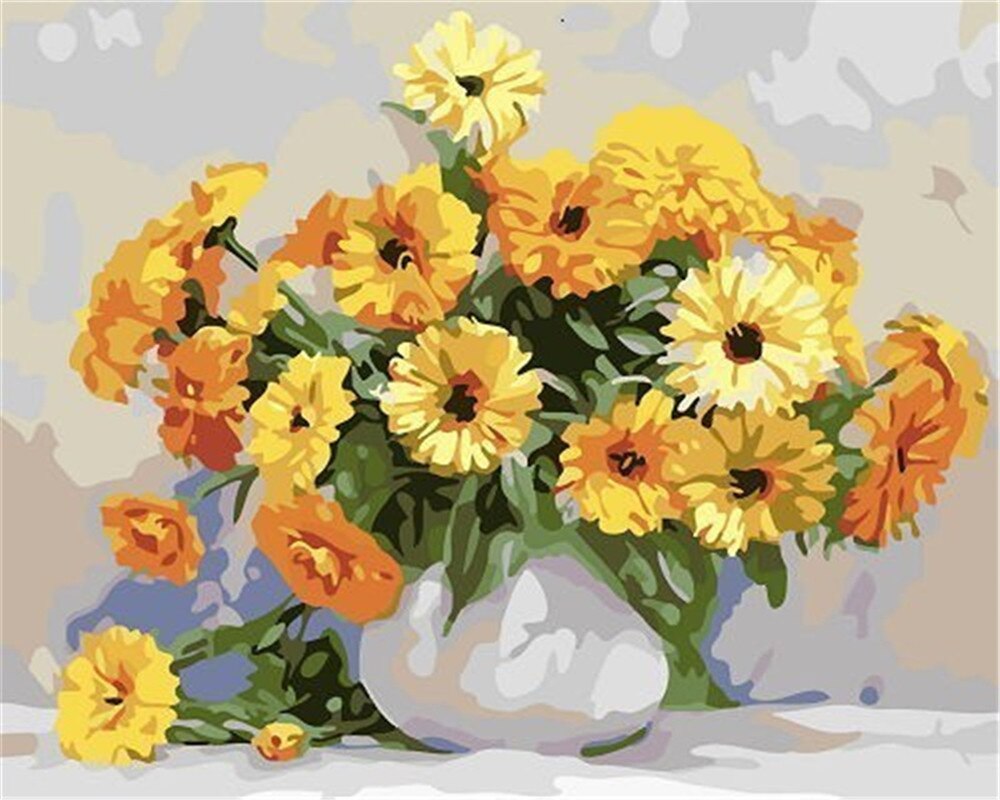 EverShine Painting By Numbers Sunflowers Hand Painted Wall Art Paint Of Numbers Flowers draw canvas Home Decoration: SZES-1025