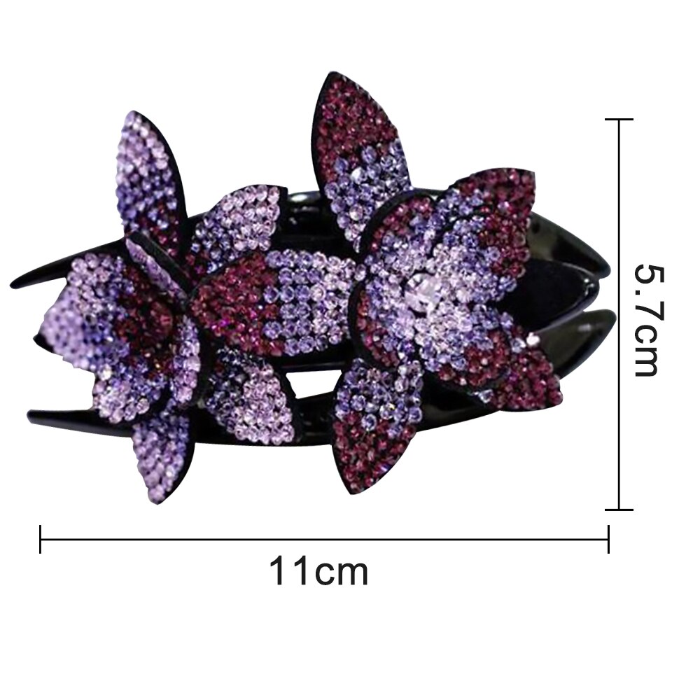 Strass Dubbele Bloem Haar Clip Flexibele Duurzaam Vrouwen Zwaluwstaart Haar Clip: 2
