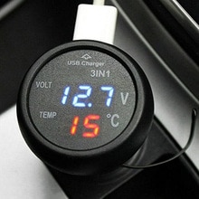 Car Auto Monitor Display USB Opladen Lader voor Telefoon GPS LED Digitale Voltmeter Gauge Thermometer Auto-accessoires Auto-onderdelen