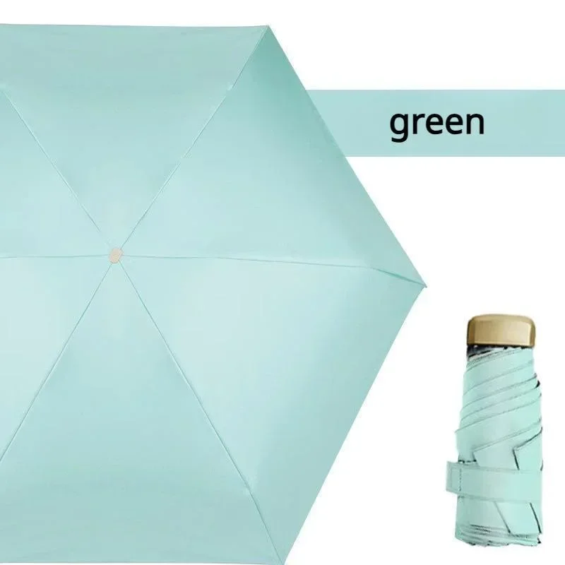 Anti-UV-Super-Mini-Tasche, kompakter Sonnenschirm, faltbar, regenfest, winddicht, Reise-Mini-Regenschirm: Grün
