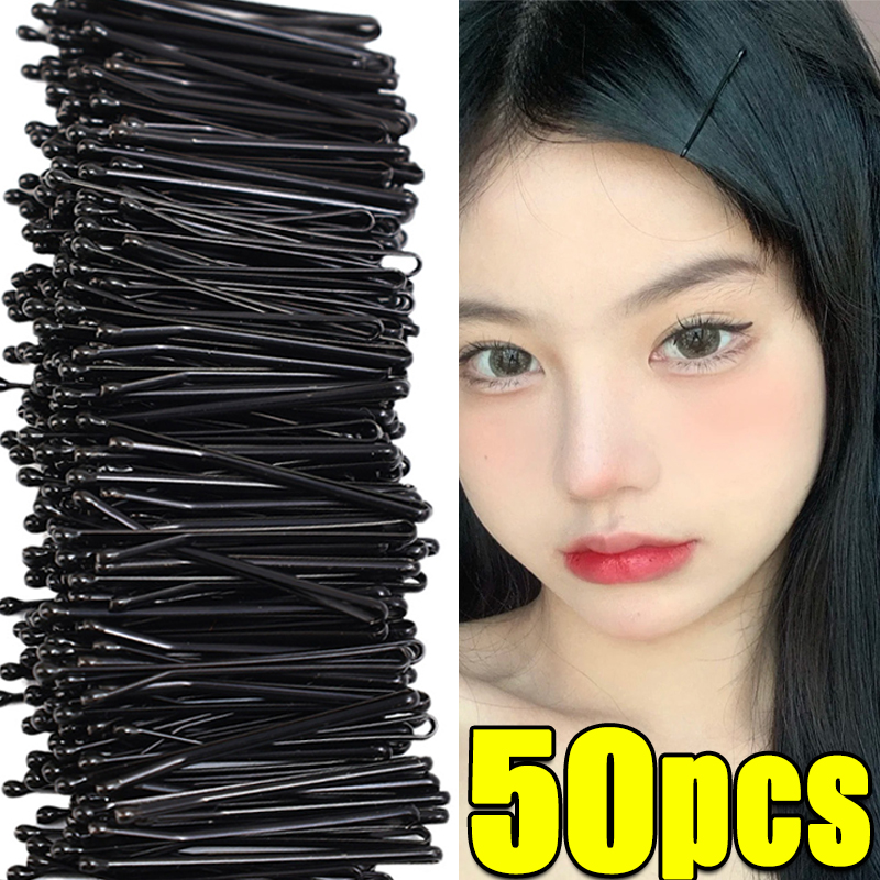 50/300 Stück schwarze Haarspangen U-förmige Bobby Stift unsichtbare gewellte Haarnadel Frisur Styling Metall Haargriff Haarspange Haarschmuck: Himmel Blau
