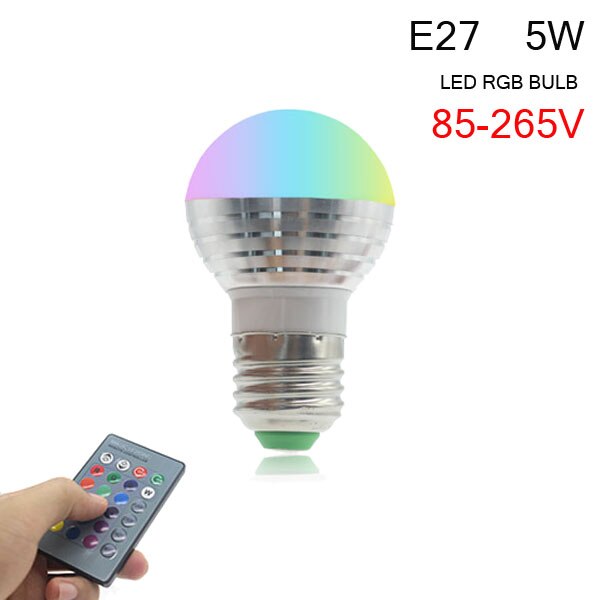 E14 E27 GU10 RGB Led Lamp Met Afstandsbediening Bombillas LED Lamp Smart Lamp AC 85 V-265 V Ampul LED Lamp 5W: E27 5W RGB Bulb