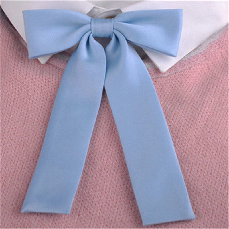 Kawaii – nœud papillon Long de couleur unie pour femmes, pour écolières japonaises, uniforme d&#39;étudiant JK, cravate Cosplay Lolita Gravata Borbolet: Light Blue