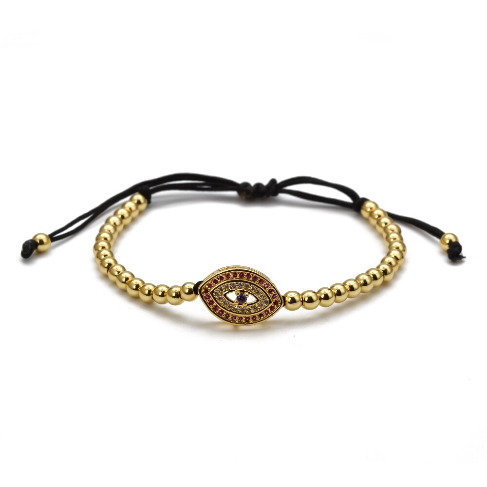 Lucky Eye Koperen Kralen Turkse Evil Eye Charm Armband Gevlochten Touw Verstelbare Armband Voor Vrouwen Meisjes Mode-sieraden BE98: 4