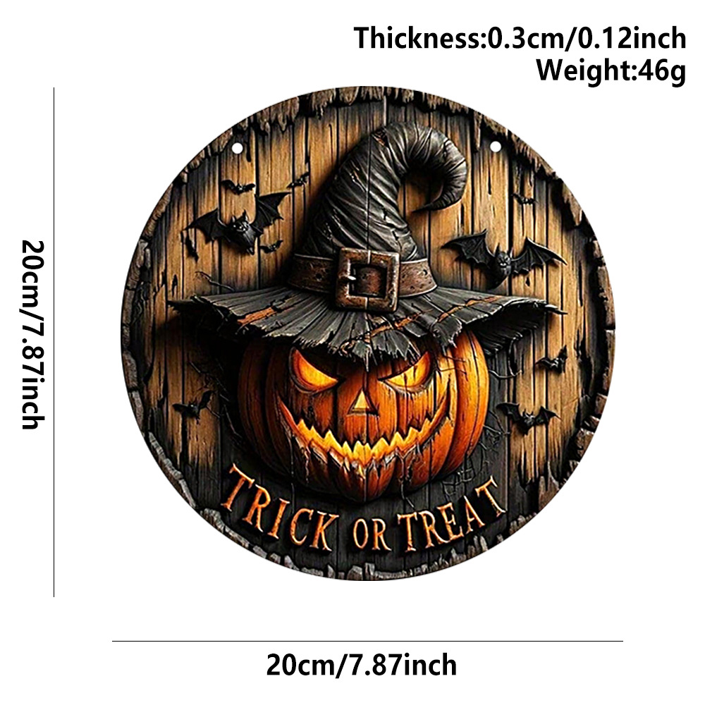 Halloween decoratie Borden Halloween Houten Decoraties Pompoen Spookfeest Binnen- en Buiten Sfeer Houten Ronde Decoratief: WIT