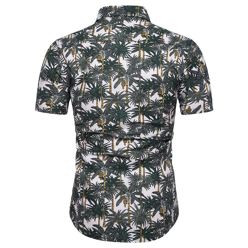 Men's Slim Fit Flower Printed Shirts Male Short Sleeve Floral Shirt Men Basic Tops Casual Plus Size Shirts Printing on Vacation: Green / M