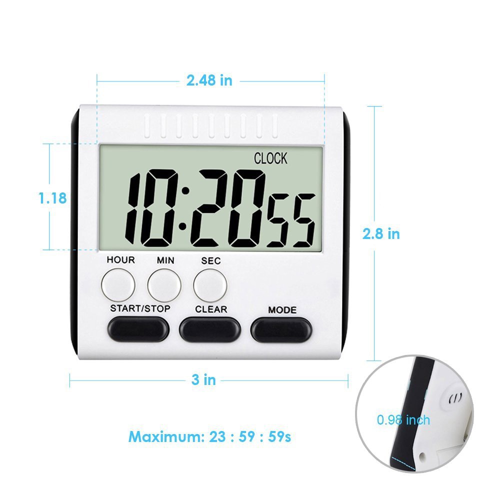 Magnetisk bred lcd digital køkkenur med stærk alarm digital påmindelse om tilberedningstid optælling af polstringsur i 24 timer