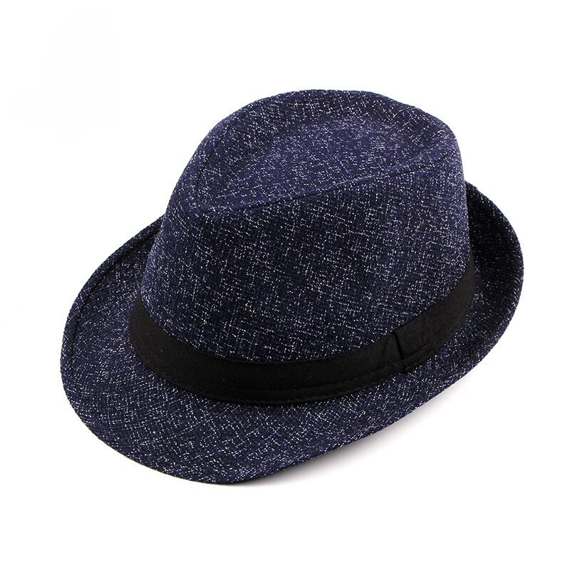 Wuaumx Herfst Winter Mannen Hoed Fedora Hoed Voor Man Vrouw Retro Bowler Hoeden Gentleman Jazz Caps Mannen fedora Pet: Navy