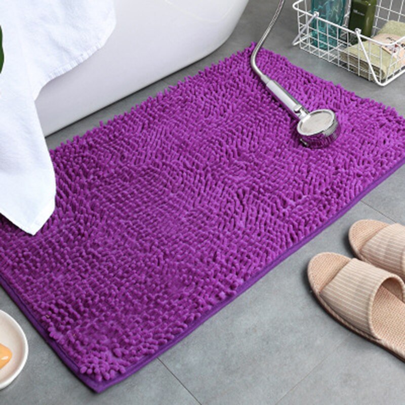 Chenille Bath Mat Soft Shaggy and Comfortable Super Absorbent and Thick Non-Slip Machine Washable for Bathroom TP