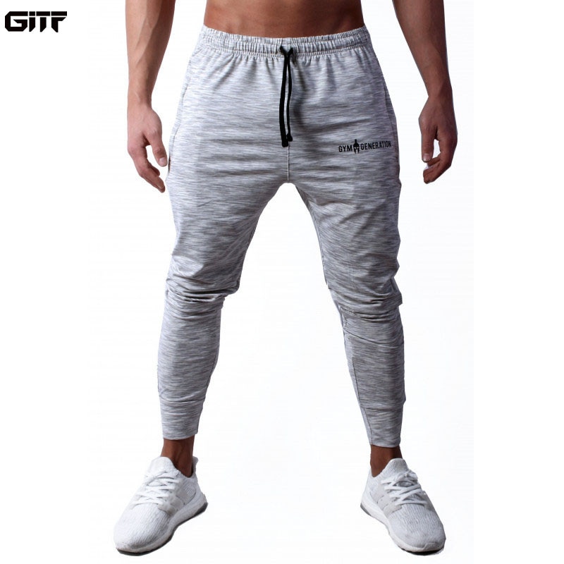 Gitf fitness sportsbukser mænd elastiske åndbare sweatbukser løbetræningsbukser tyndt snit gym basketball bukser herre