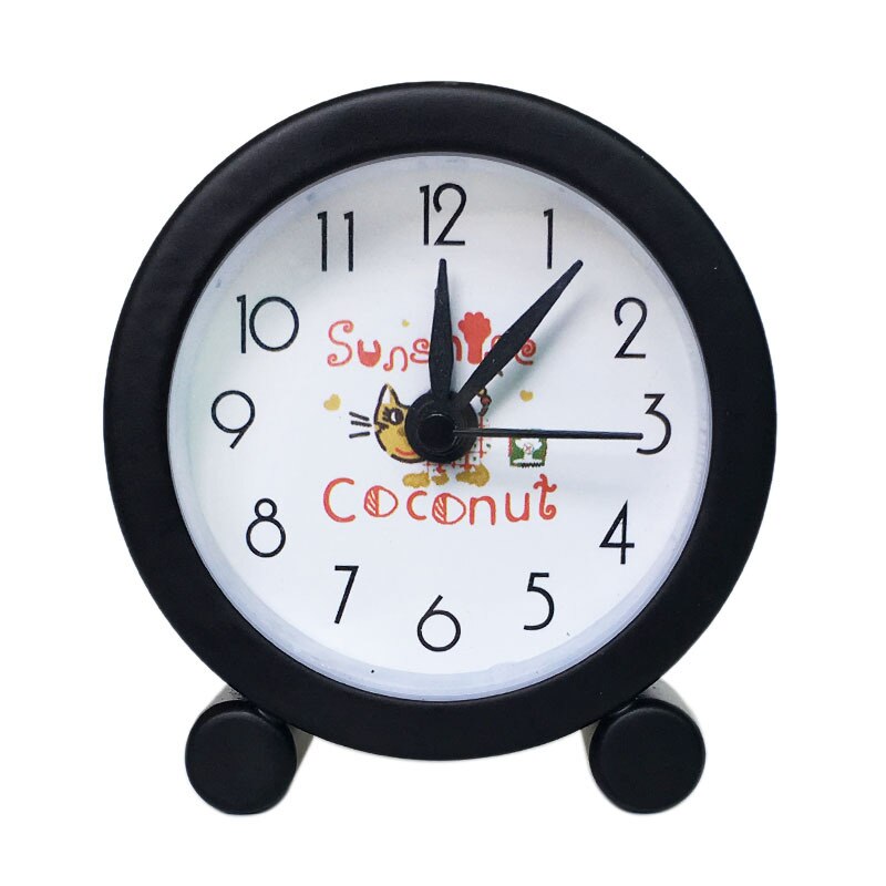1PCs Cute Cartoon Mini Metal Alarm Clock Portable Electronic Adults Travel Home Bed Desk Clock Decor Alarm Clock: Black