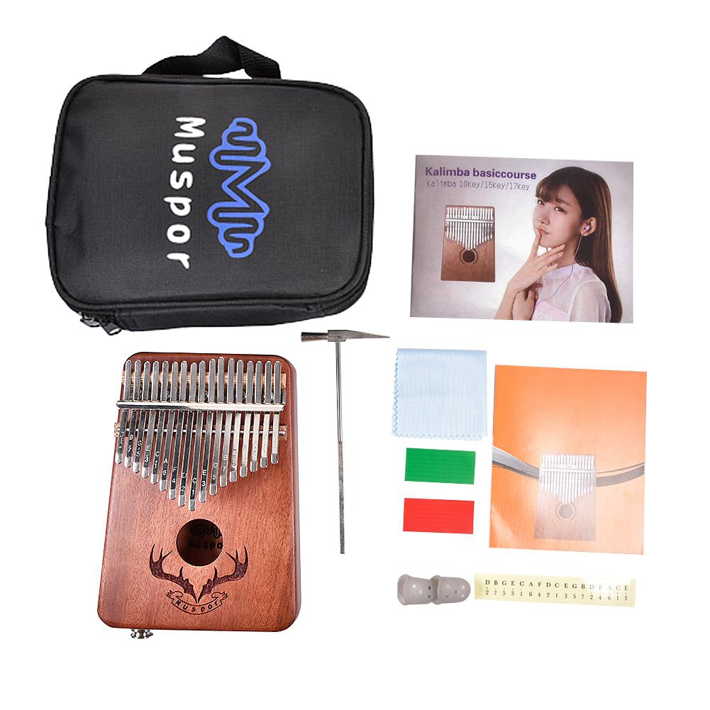 17 keys EQ Gecko Kalimba Mahogany Thumb Single Board Piano Calimba Finger Piano with Electric Pickup Tuner Hammer
