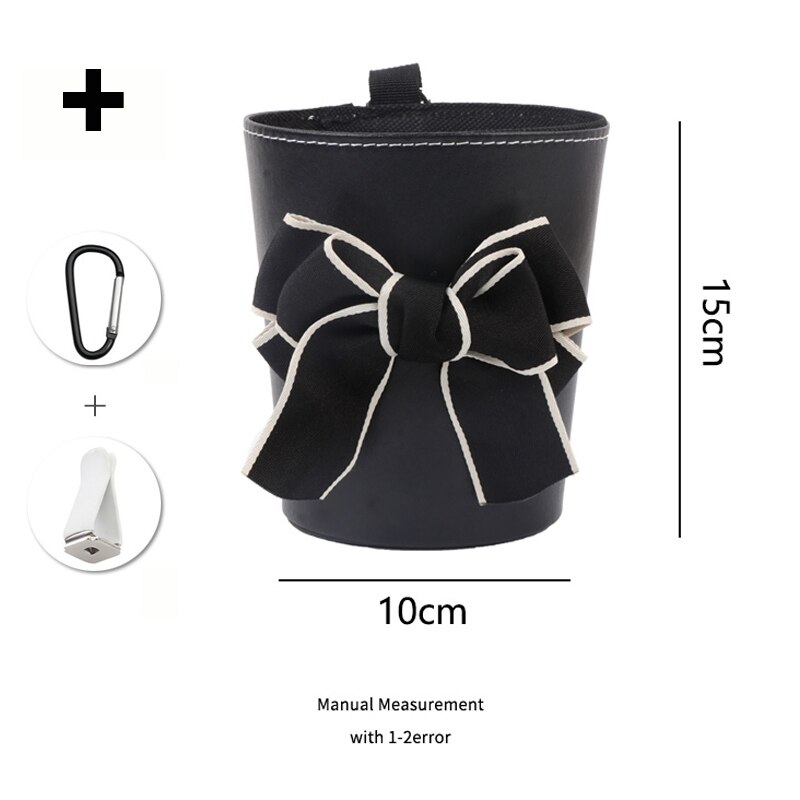 Sac poubelle à nœud papillon pour voiture, mignon, pour siège arrière, appui-tête, Mini sortie automatique, organiseur de ventilation, sac poubelle, boîte de rangement, seau