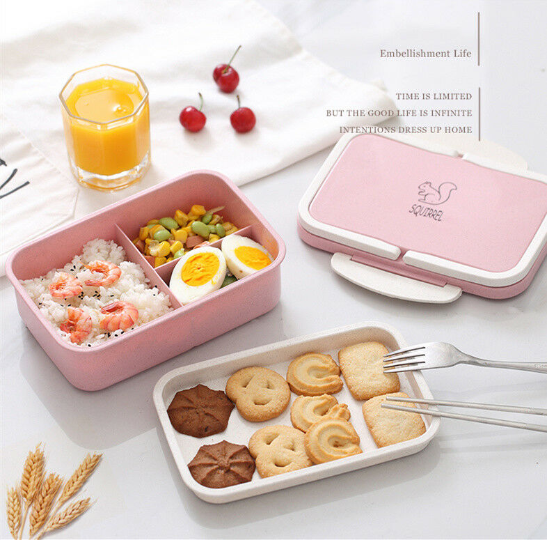 Leak-Proof Bento Lunch Box For Kids School Food Container Japanese Microwave Bento Box Wheat Straw Child Lunch Box