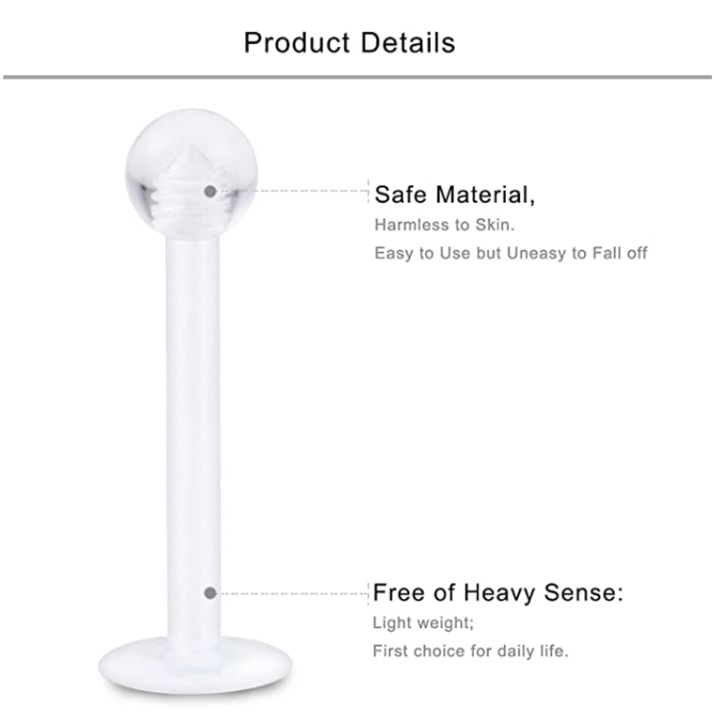 Helder acryl oor tragus helix kraakbeen piercing bioflex flexibele labret houder lip stud acryl basic piercing lichaamssieraden