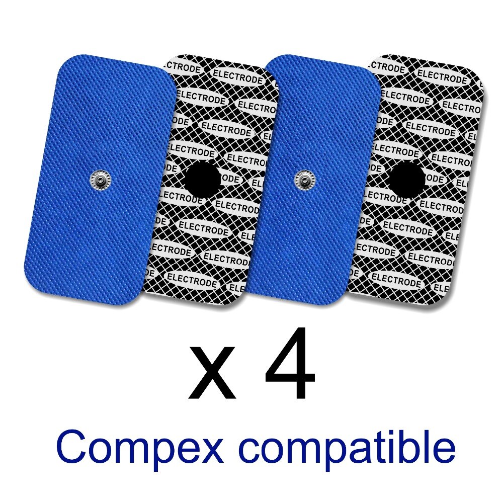 TENSPAD SILVER - 4 elektroden voor COMPEX met zilveren patroon, 50x100mm met 1 SNAP connector