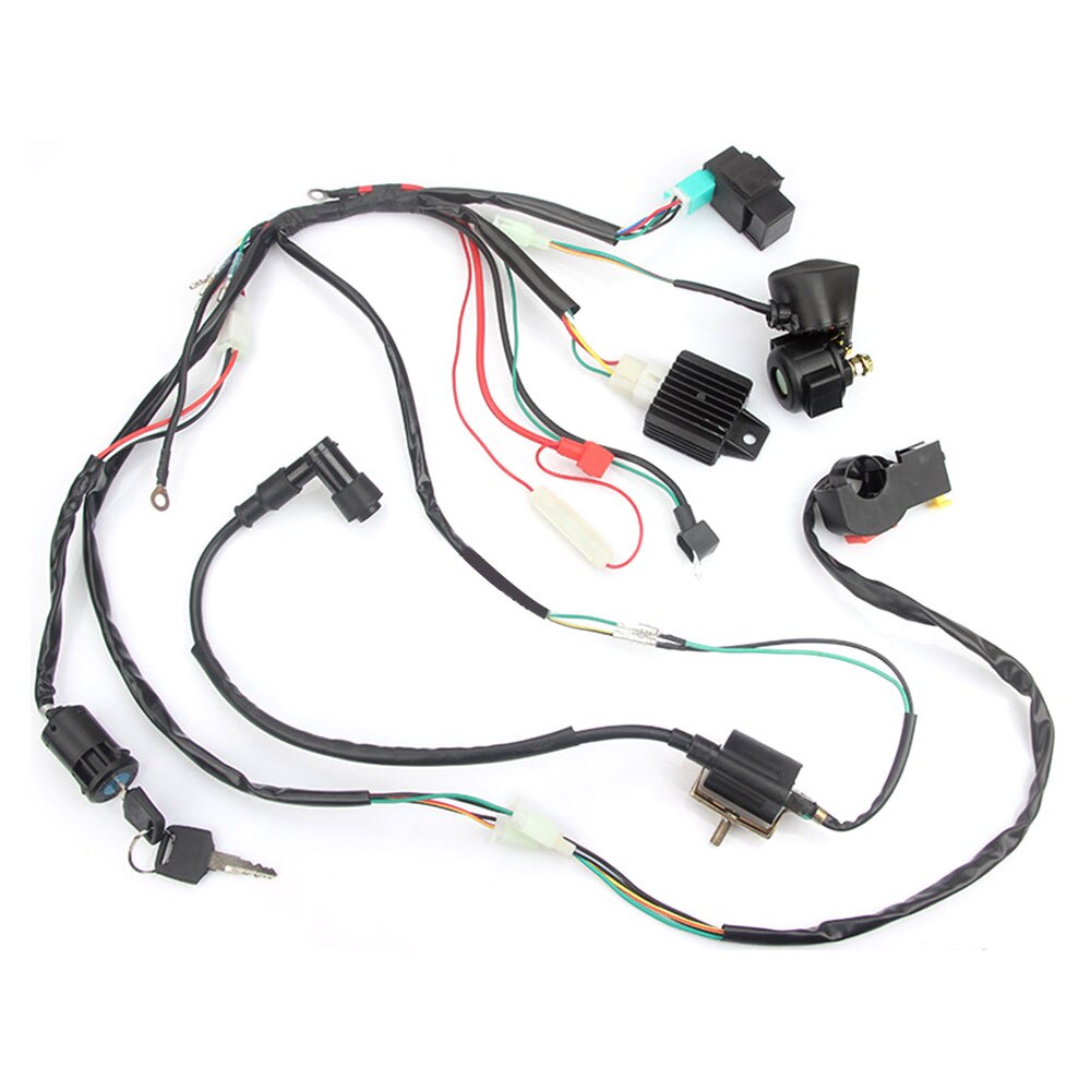 Upgraded Motorbike CDI Wiring Harness Loom Solenoid Ignition Coil Rectifier for 50 70 90 110CC PIT Quad Dirt Bike ATV Accessorie