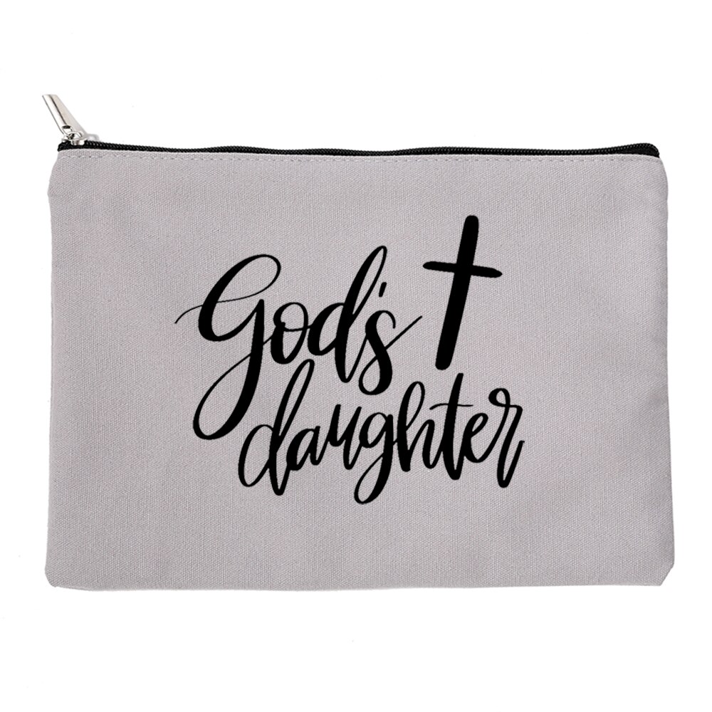 Miłość jezus kosmetyczki torba dla kobiet rozmiar podróży makijaż torebka na suwak torebka płótno ołówek szminka torba mój bóg Christian: W17151-TBGY-D