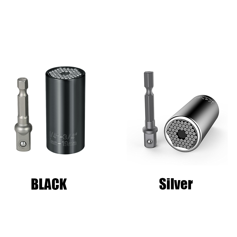 7mm-19mm douille 2 pièce/ensemble universel réglable couple cliquet douille métrique clé perceuse électrique adaptateur jeu de douilles outils de réparation