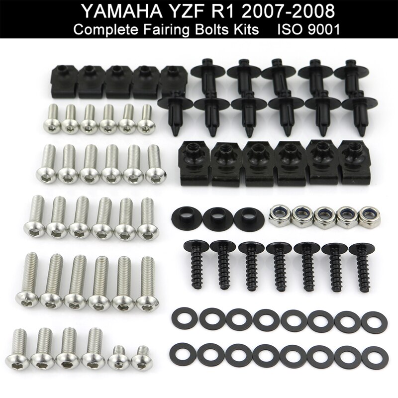 For Yamaha YZFR1 YZF-R1 2007 Motorcycle Complete Full Fairing Bolts Kit Fairing Clips Speed Nuts Stainless Steel