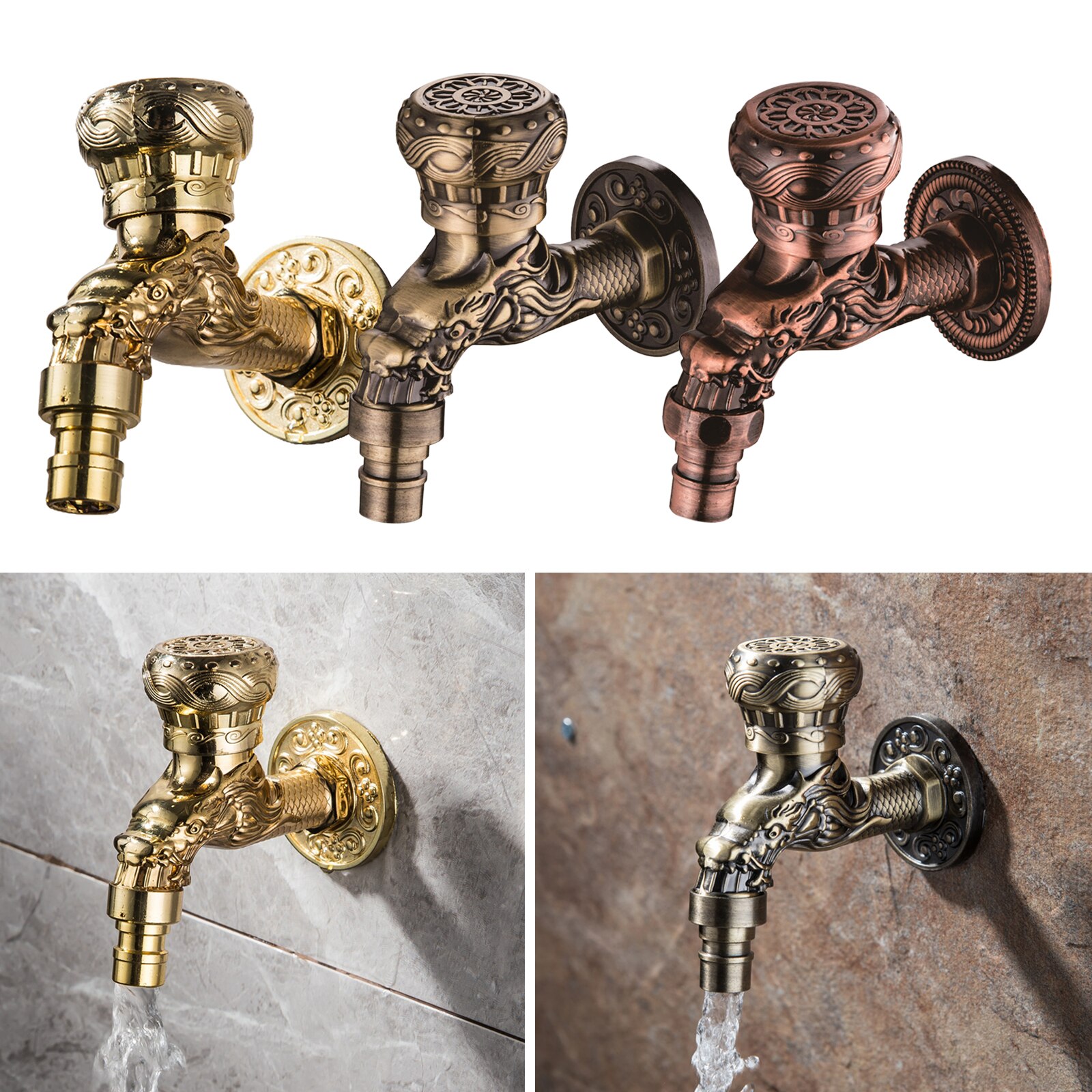 Outdoor Garden Wall Mounted Faucet Home Hotel Decorative Bibcock Washer Mop Sink Water Tap Bathroom Bathtub Walls Faucets